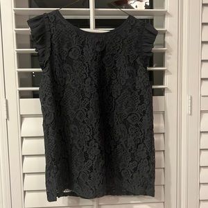 LOFT size XS sleeveless lace top in dark gray